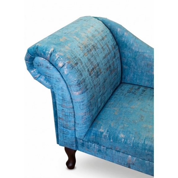 45" Medium Chaise Longue in Seville Peacock Fabric