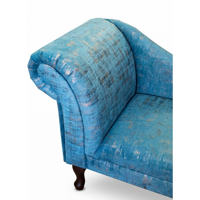 45" Medium Chaise Longue in Seville Peacock Fabric close up