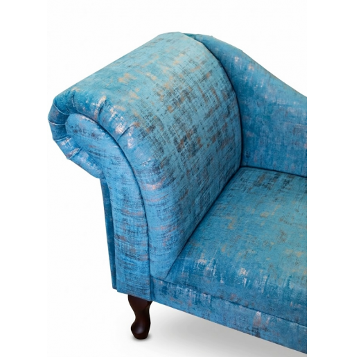 45" Medium Chaise Longue in Seville Peacock Fabric