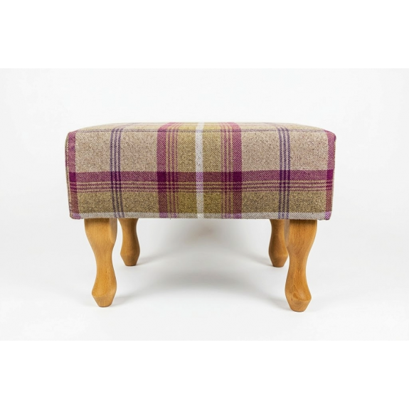 LUXE Small Footstool in Balmoral Heather Tartan Fabric