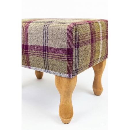 Footstool in Balmoral Heather Tartan - Side