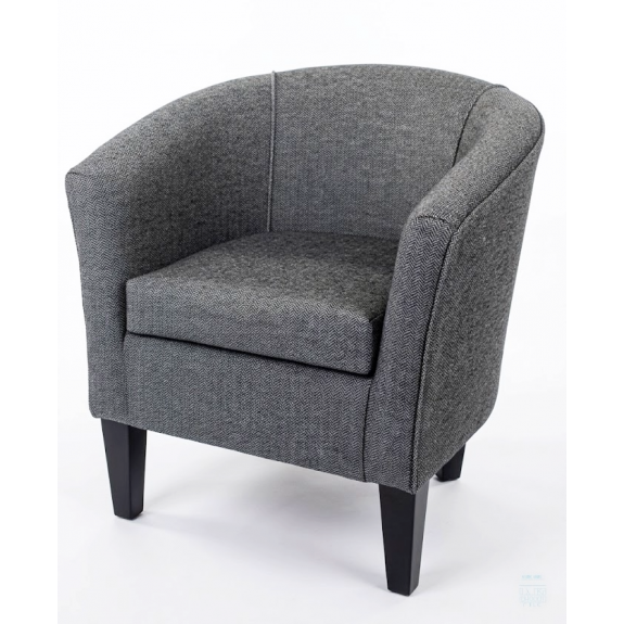 Designer Tub Chair in a Perth Herringbone Slate Fabric