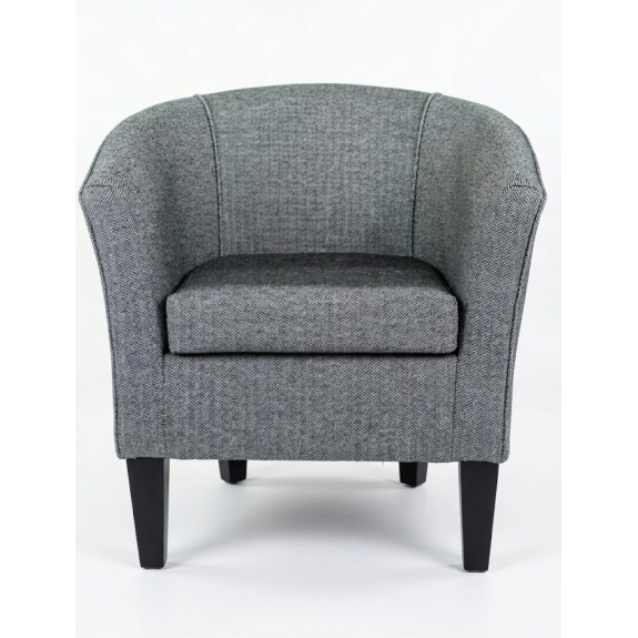 Designer Tub Chair in a Perth Herringbone Slate Fabric