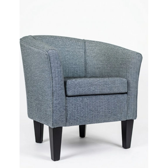 Designer Tub Chair in a Perth Herringbone Slate Fabric