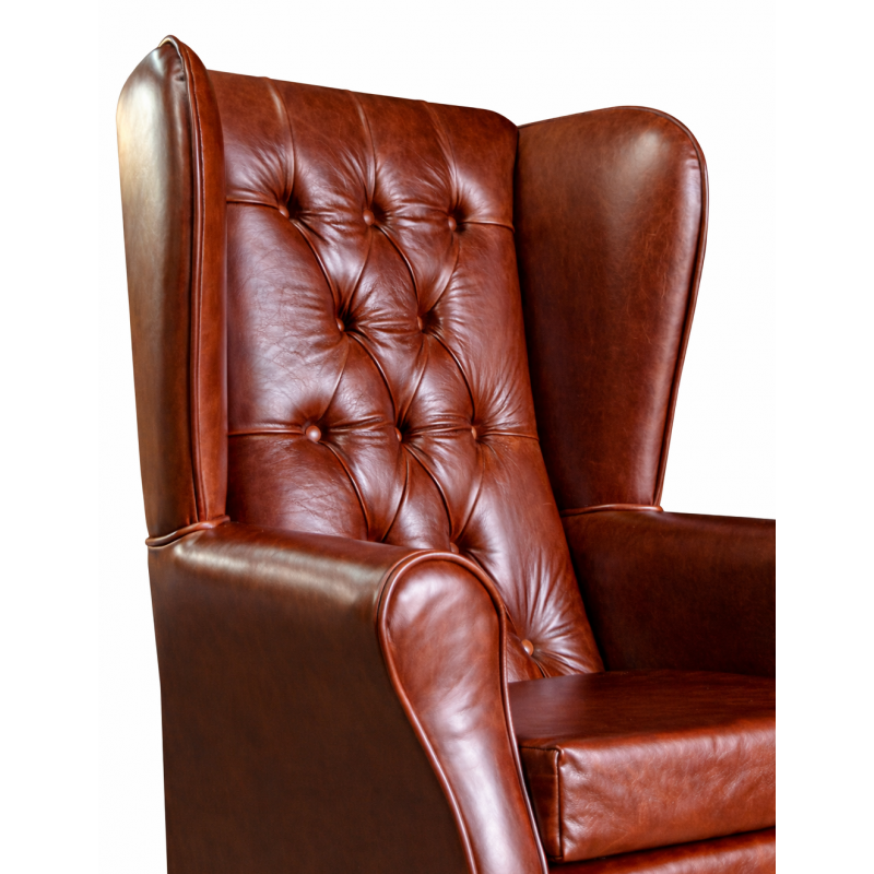 Buttoned Large High Back Chair Side