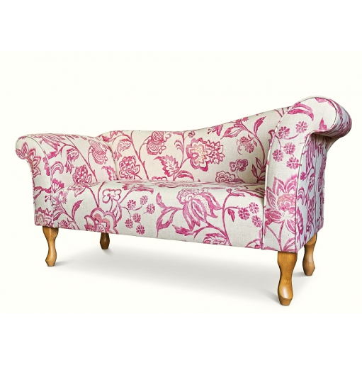 Designer Chaise Sofa in a Giardino Pink Eden Bloom Fabric