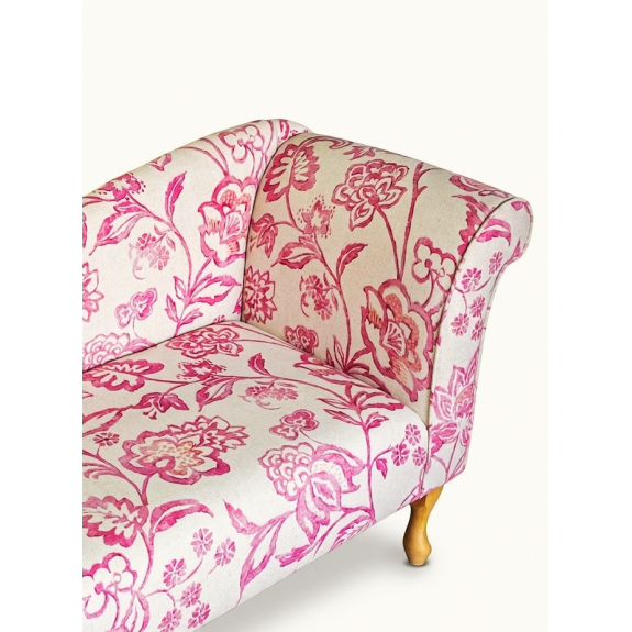Designer Chaise Sofa in a Giardino Pink Eden Bloom Fabric