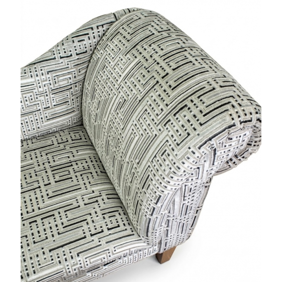 LUXE 52" Medium Chaise Longue in Venezia Black Geometric Maze Fabric