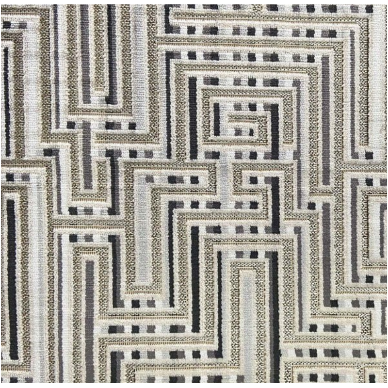 Venezia Black Geometric Maze Fabric