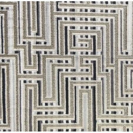 Venezia Black Geometric Maze Fabric