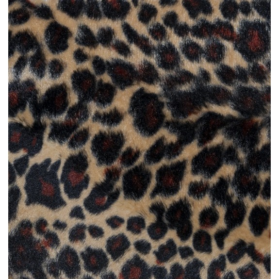 41" Mini Chaise Longue in a Leopard Print Velboa Faux Fur Fabric with Studding