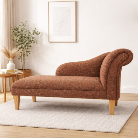 52" Medium Chaise Longue in a Vulcano Russet Weave Fabric