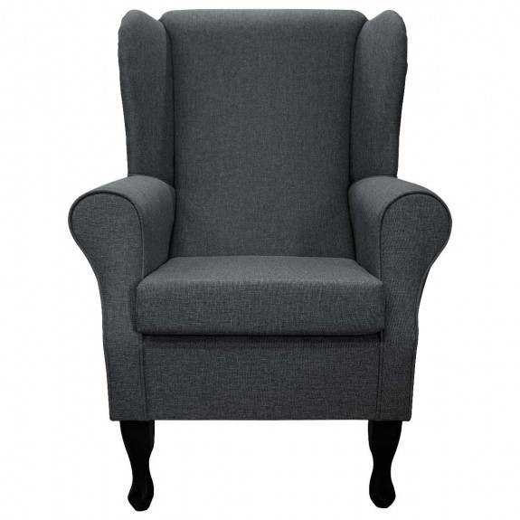 Clearance Standard Wingback Fireside Westoe Chair in a Dark Grey Sawana Fabric