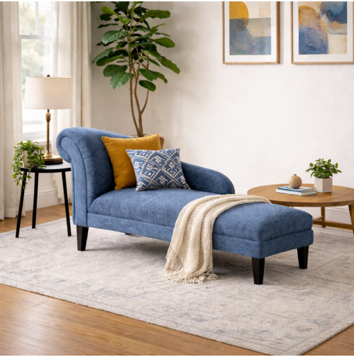 52" Medium Chaise Longue in a Napoli Tranquil Weave Fabric