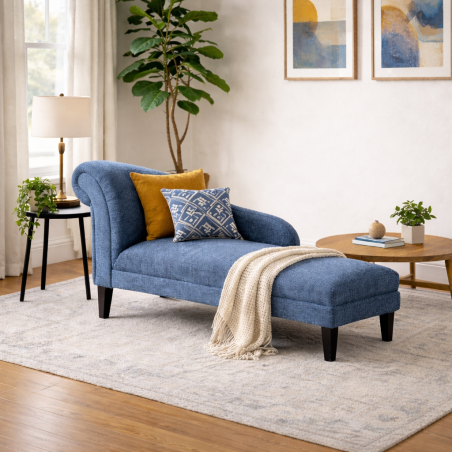 52" Medium Chaise Longue in a Napoli Tranquil Weave Fabric