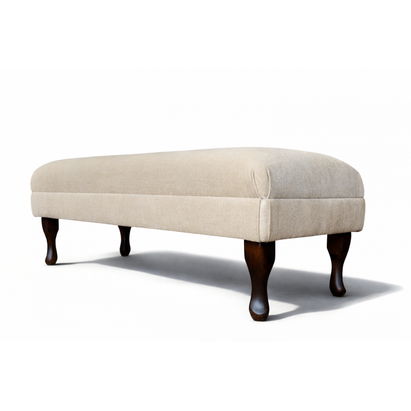 Bench Footstool in Adrano Oatmeal Velvet Fabric| Beaumont
