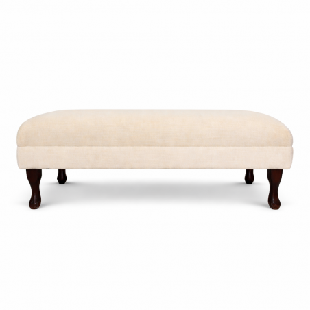 Bench Footstool in Adrano Oatmeal Velvet Fabric| Beaumont