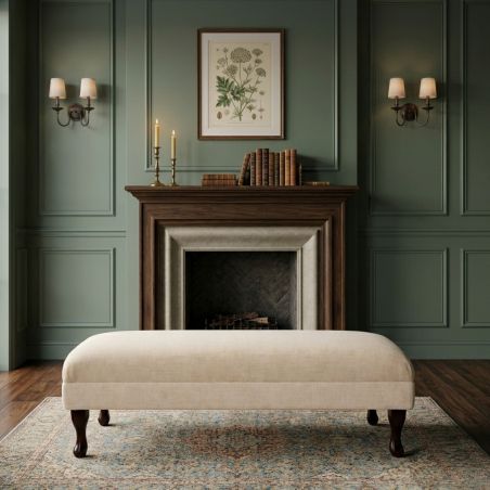 Bench Footstool in Adrano Oatmeal Velvet Fabric