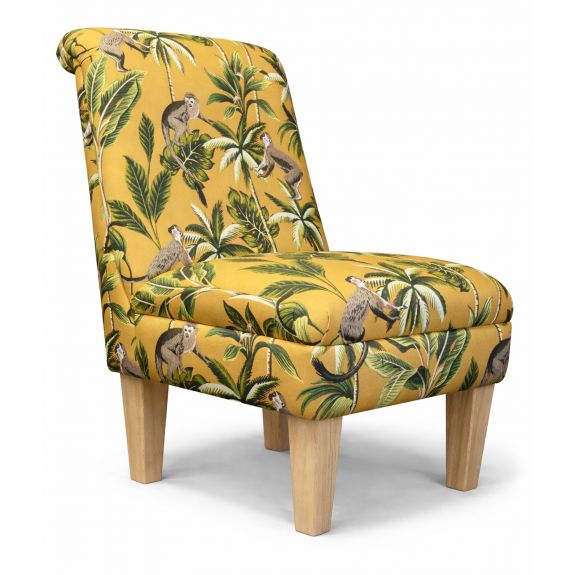 Bedroom Chair in a Fryetts Monkey Ochre Tropical Fabric