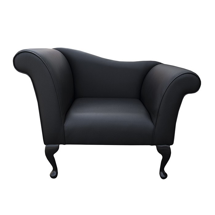 Designer Chaise Chair in a Black Faux Leather
