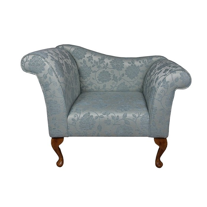 Designer Chaise Chair in a Floral Blue Fabric - 17071