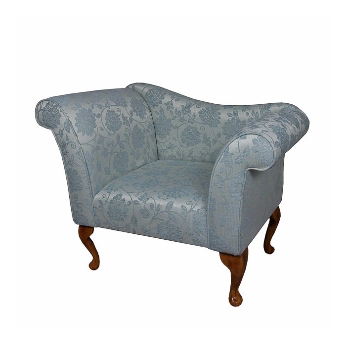 Designer Chaise Chair in a Floral Blue Fabric - 17071