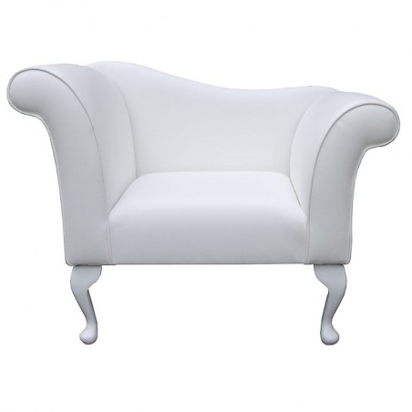 Designer Chaise Chair in a White Faux Leather - ULT1210