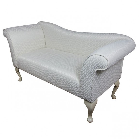 Designer Chaise Sofa in an oyster Trellis Fabric - 17084  (Standard Size)