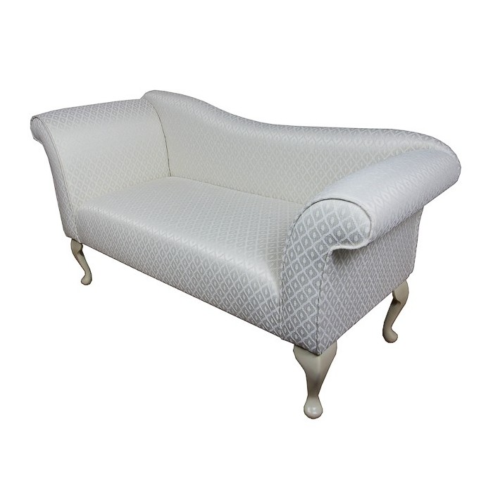 Designer Chaise Sofa in an oyster Trellis Fabric - 17084  (Standard Size)