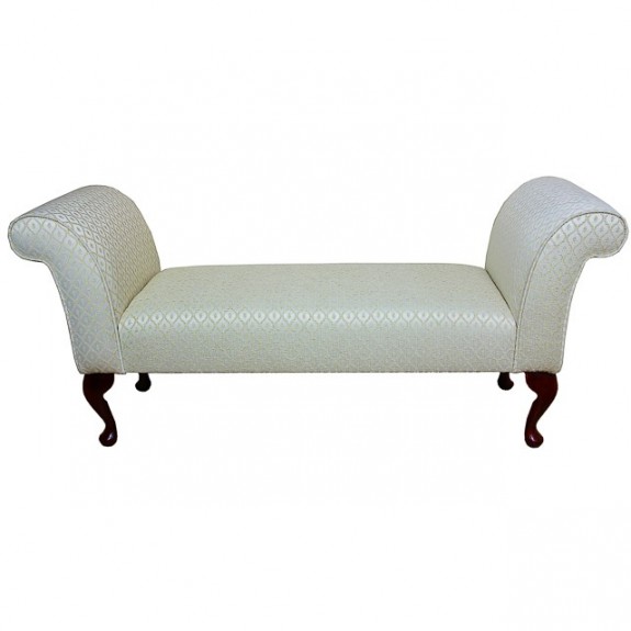 56" Medium Window Seat Settle in a Woburn Gold Trellis Fabric