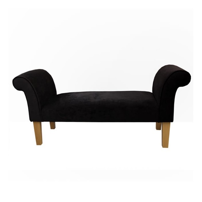 Medium Settle in a Noir / Black Pimlico Crush Fabric with Light Hardwood Legs - 16023