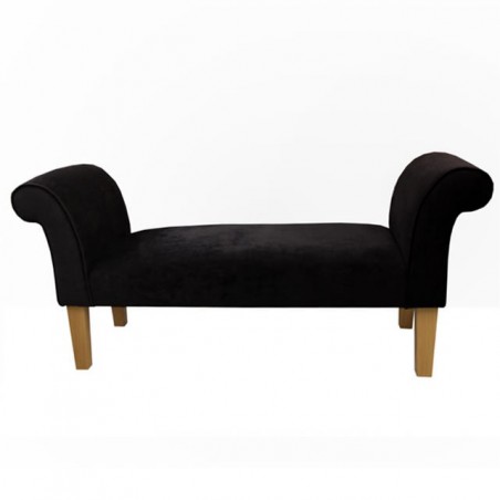 Medium Settle in a Noir / Black Pimlico Crush Fabric with Light Hardwood Legs - 16023