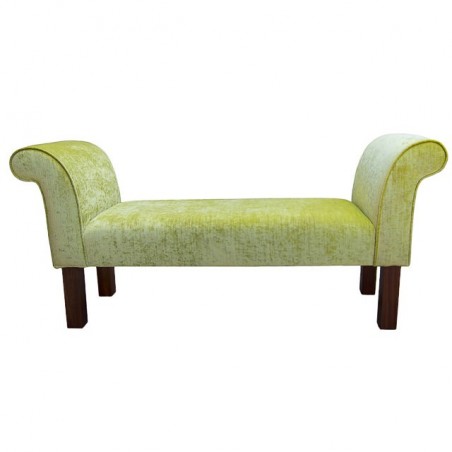 56" Medium Window Seat Settle in a Pastiche Crush Slub Lime Fabric
