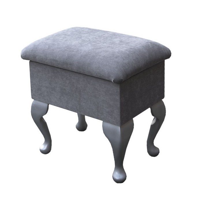 grey dressing table stool with storage