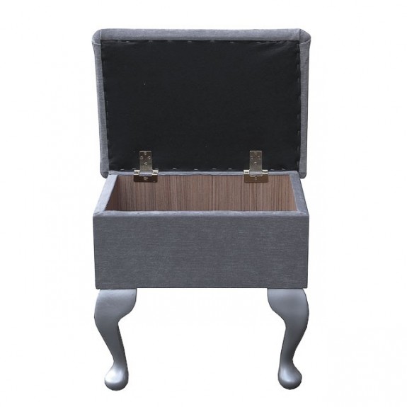 Small Dressing Table Stool in a Pimlico Crush Velvet Grey Fabric