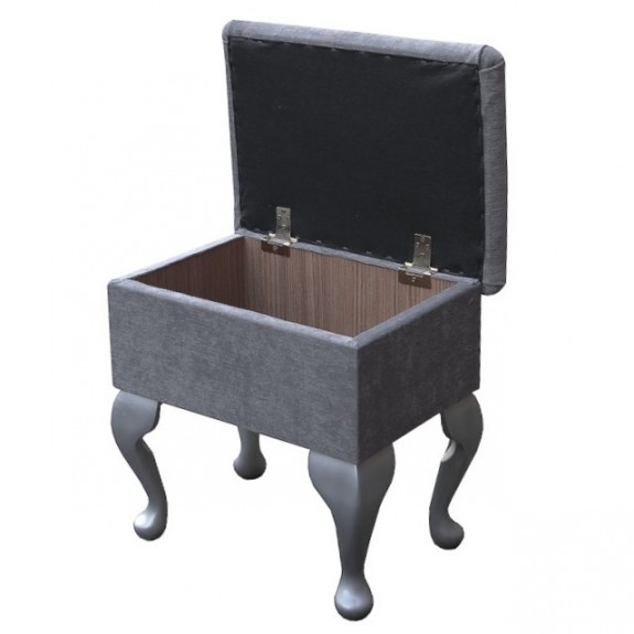 Small Dressing Table Stool in a Pimlico Crush Velvet Grey Fabric