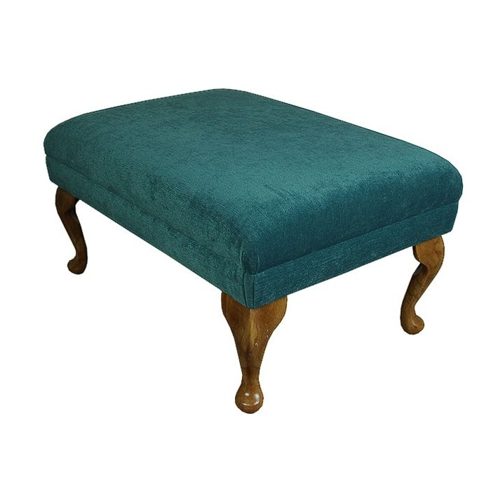 Small Footstool in a Petrol Green Pimlico Fabric - 16010