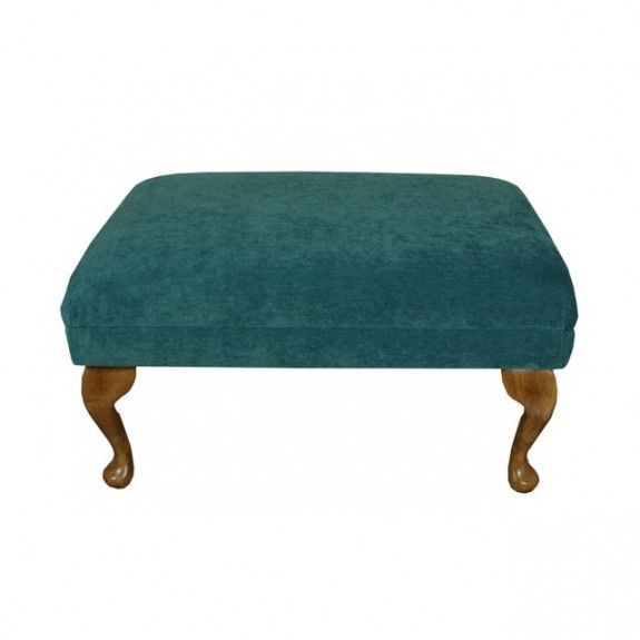 Medium Footstool in a Pimlico Crush Petrol Green Fabric