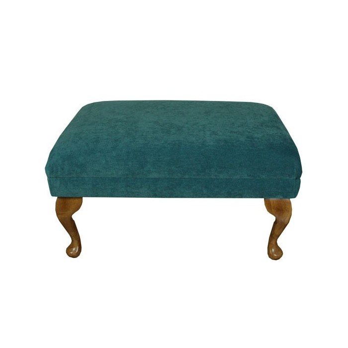 Small Footstool in a Petrol Green Pimlico Fabric - 16010