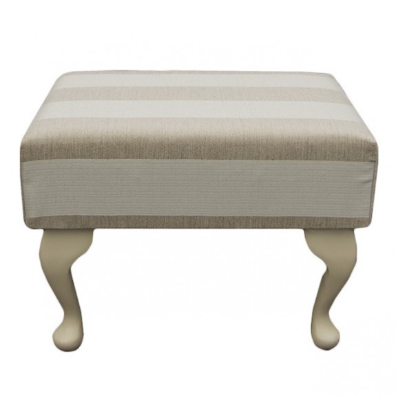 Small Footstool in a Woburn Beige Stripe Fabric