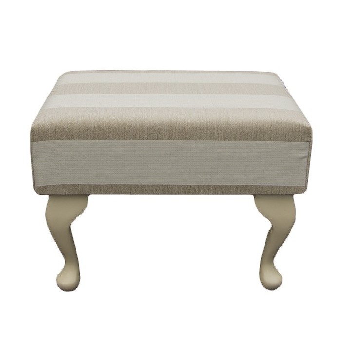 Small Footstool in a Woburn Beige Stripe Fabric - 17062