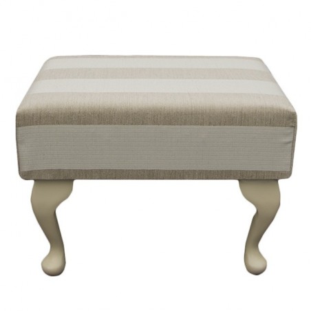 Small Footstool in a Woburn Beige Stripe Fabric - 17062