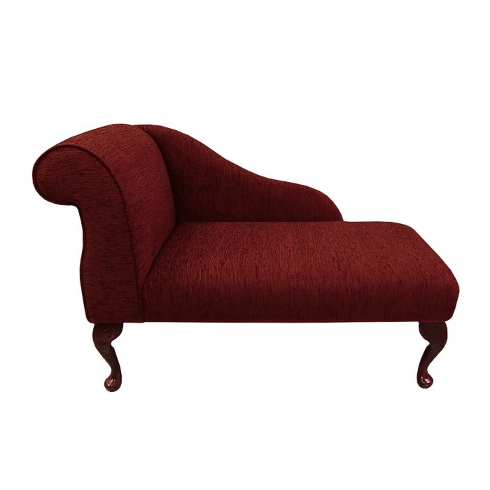 41" Mini Chaise Longue in a Flame Wine Red Fabric