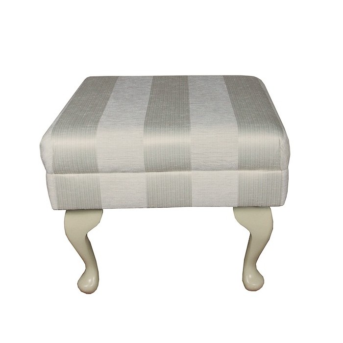 Small Footstool in a Woburn Oyster Stripe Fabric - 17064