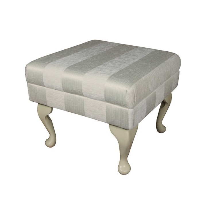 Small Footstool in a Woburn Oyster Stripe Fabric - 17064