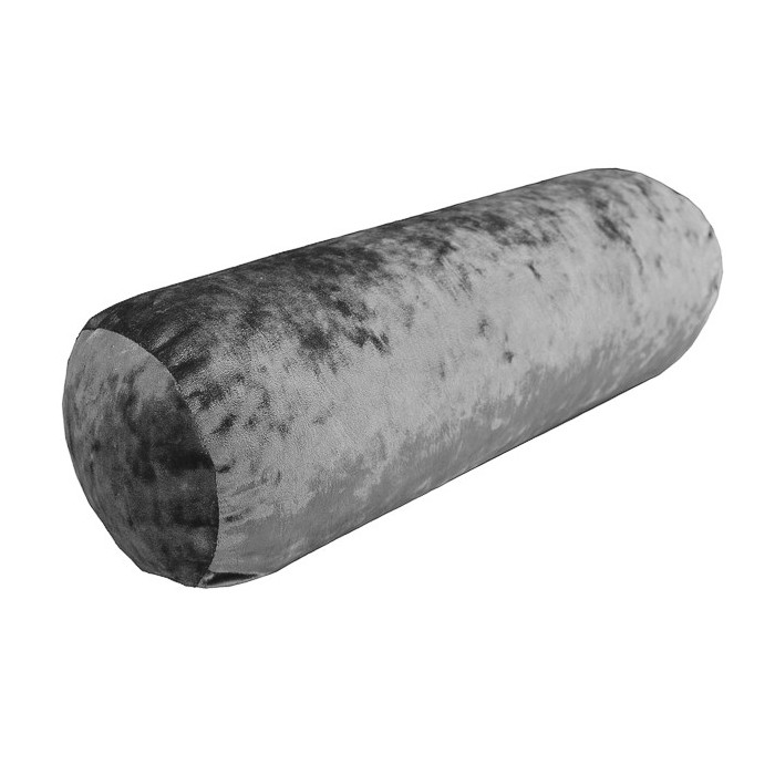 grey bolster cushion in crushed velvet