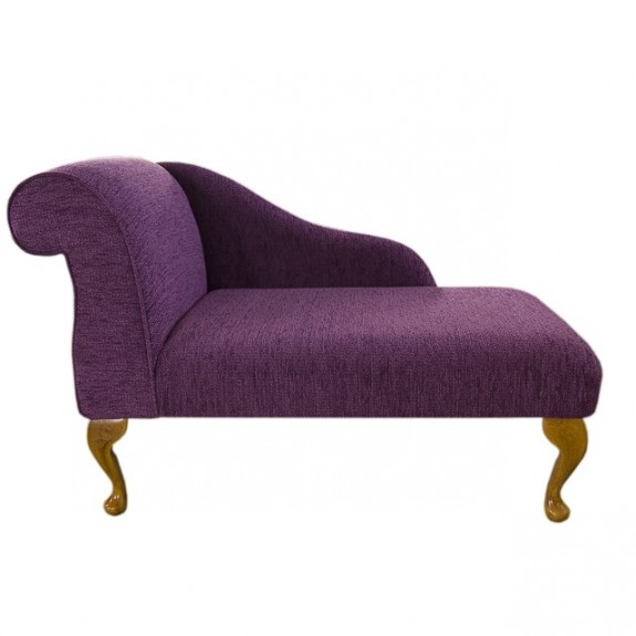41" Mini Chaise Longue in a Portobello Boucle Lilac Purple Thistle Fabric