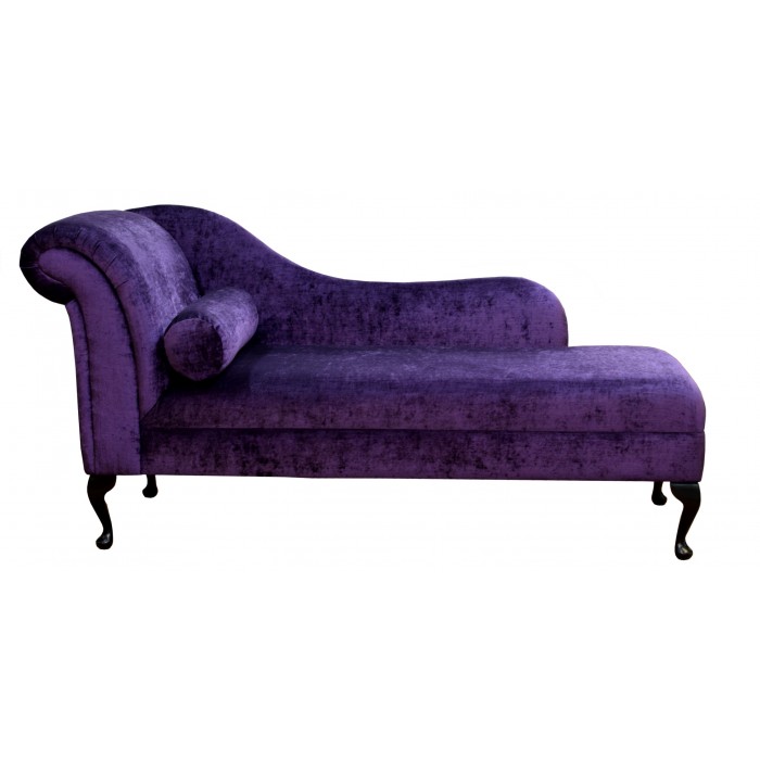 70" Classic Style Chaise Longue in a Pastiche Plum Fabric on Queen Anne Legs