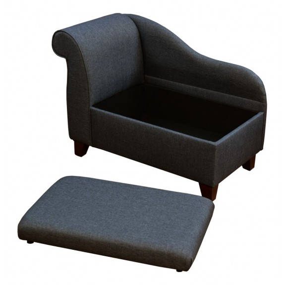 41" Storage Chaise Longue in a Dark Grey Sawana Fabric