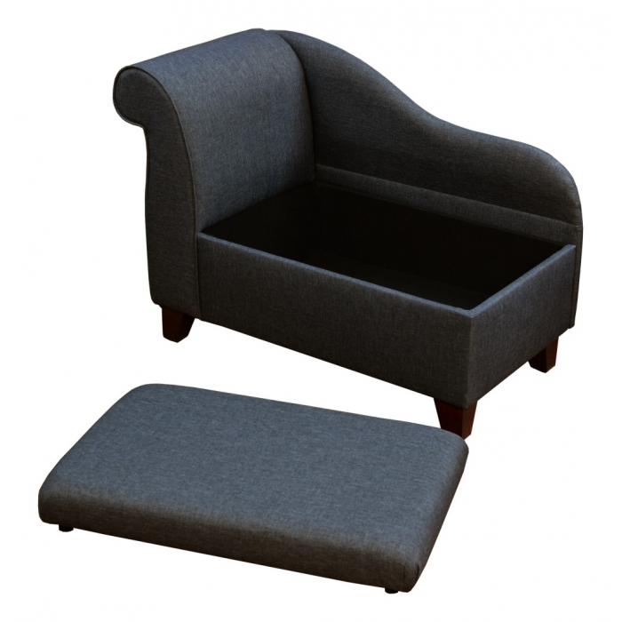small grey chaise lounge with storage